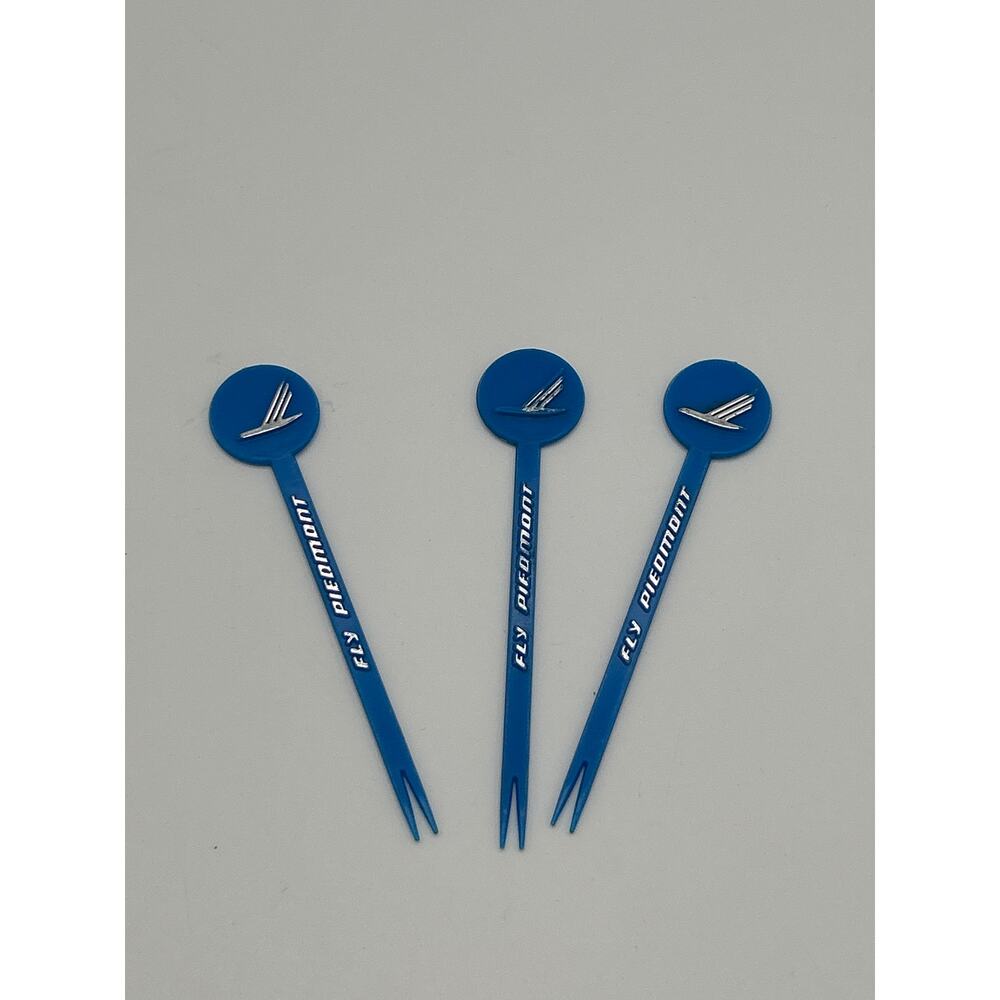 Vintage Piedmont Airlines Swizzle Sticks Fly Piedmont Blue Plastic Lot of 3